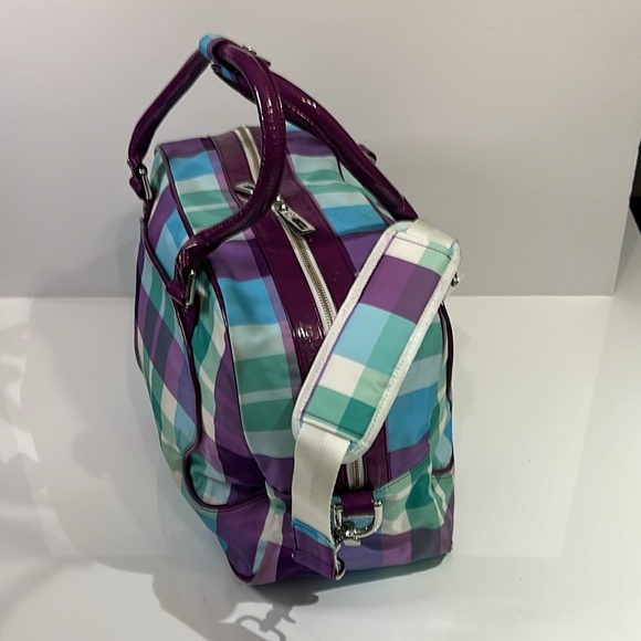 lululemon Green & Purple Plaid Duffle Bag USED - Picture 2 of 9